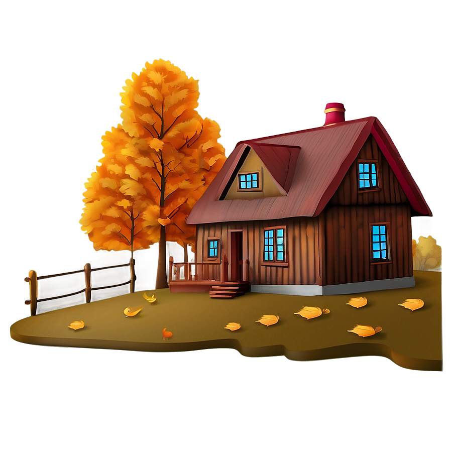 Cottage In Autumn Colors Png Pxn PNG Image