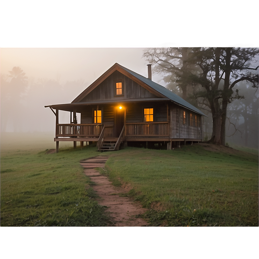 Cottage On A Foggy Morning Png Xte PNG Image