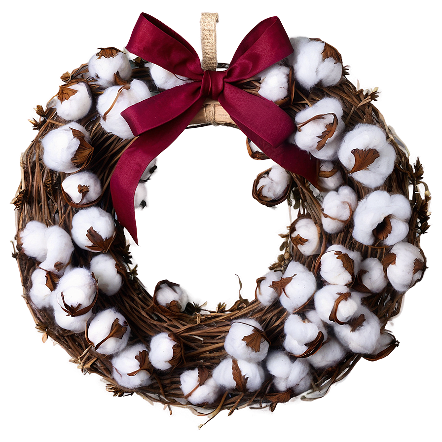 Cotton Boll Wreath Png 05242024 PNG Image