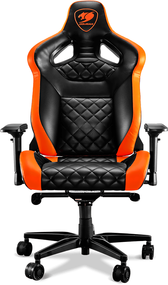 Cougar Gaming Chair Orange Black PNG Image