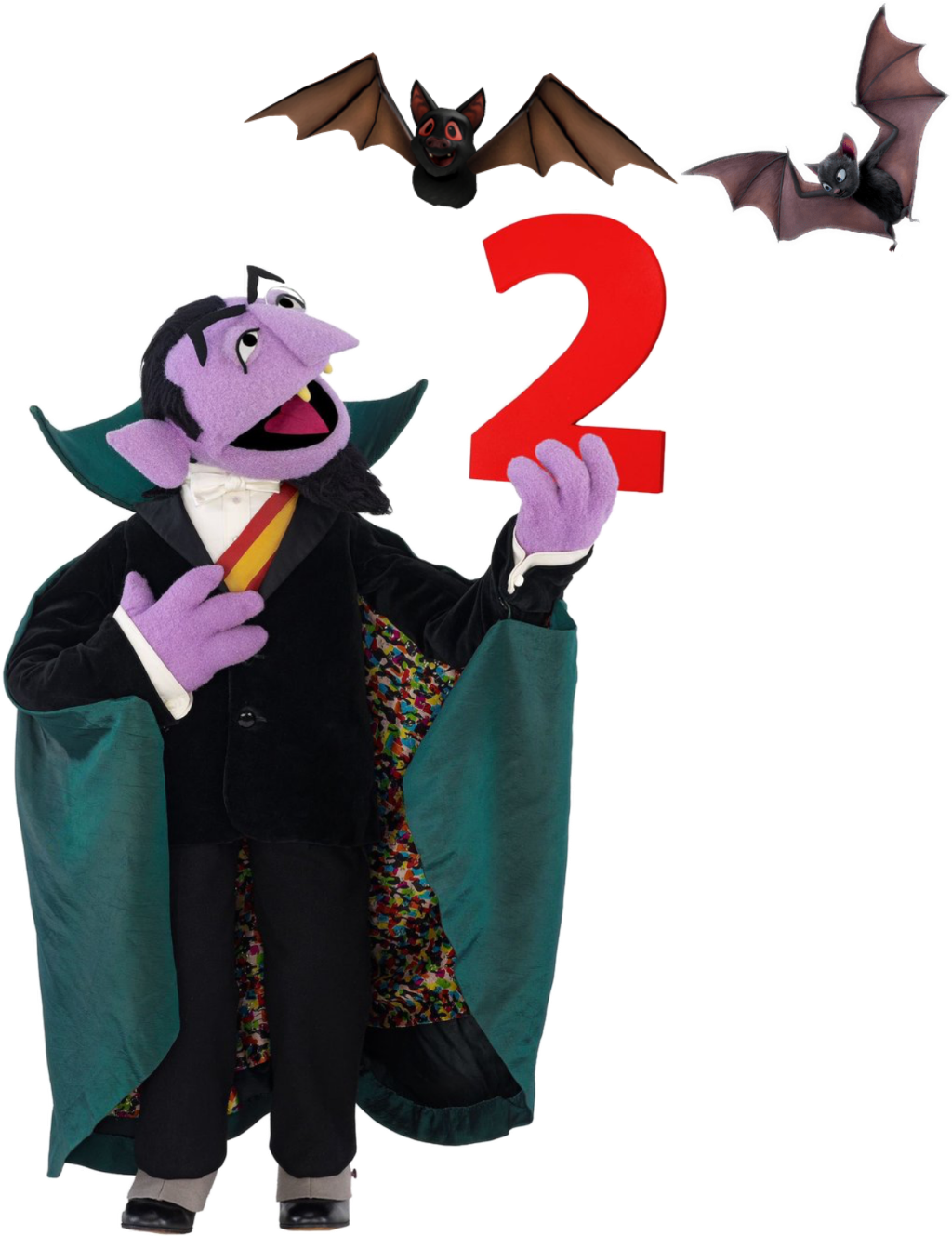 Count Von Count With Number Twoand Bats PNG Image