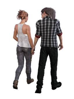 Couple Holding Hands Walking Away PNG Image