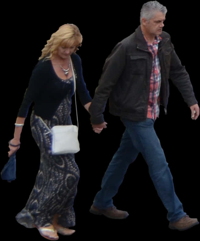 Couple_ Holding_ Hands_ Walking PNG Image