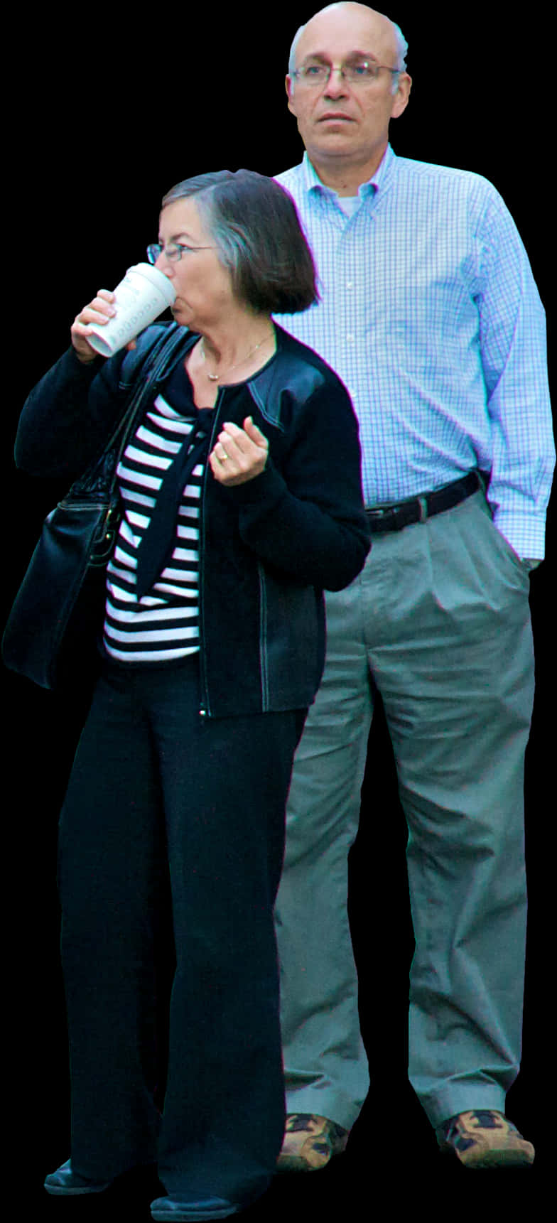 Couple Walking Drinking Coffee PNG Image