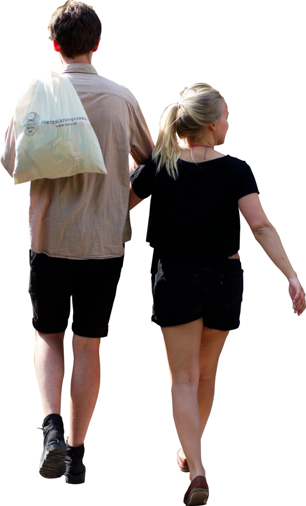 Couple Walking Together Outdoors PNG Image