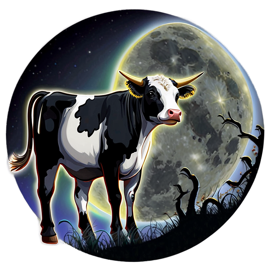 Cow And Moon Png Orf76 PNG Image