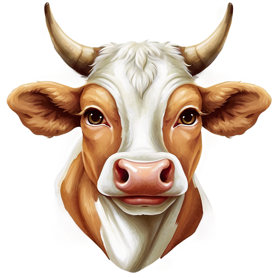 Cow Face Illustration Png Fjr PNG Image