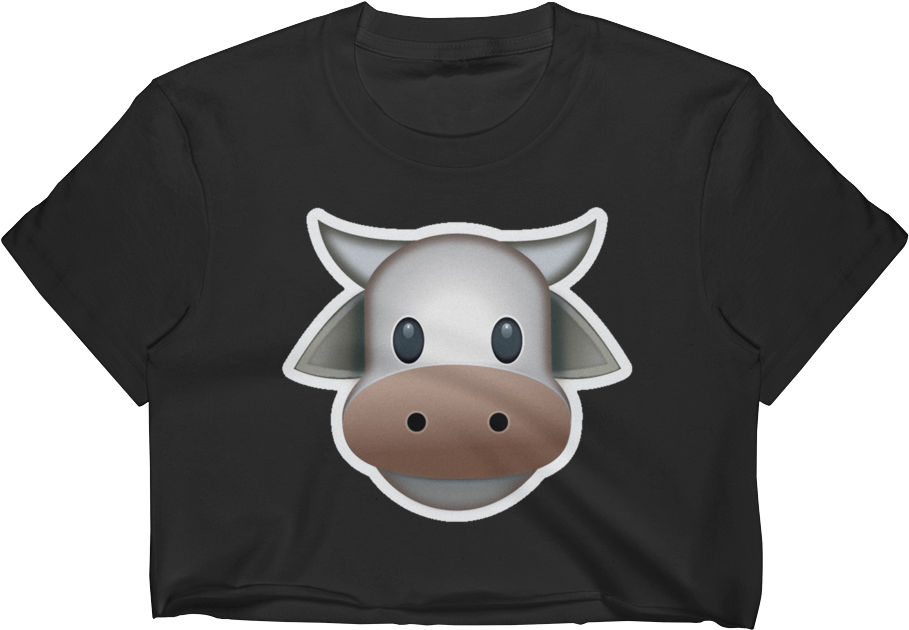 Cow Graphic Black Crop Top PNG Image