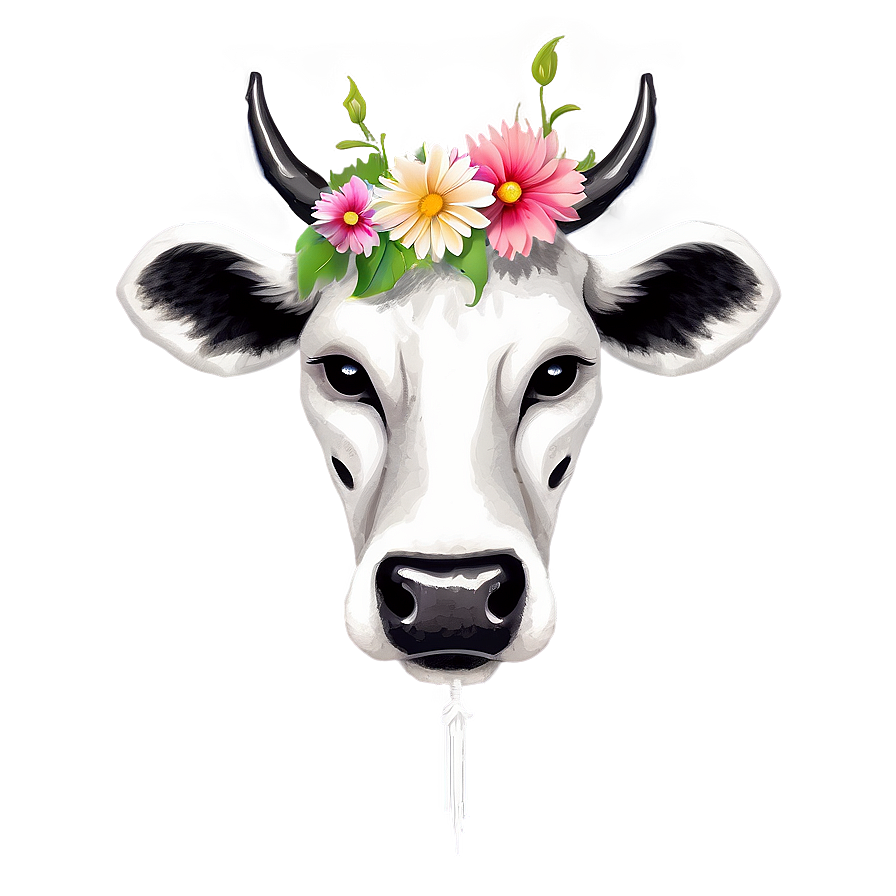 Cow Head With Flowers Png Olr8 PNG Image