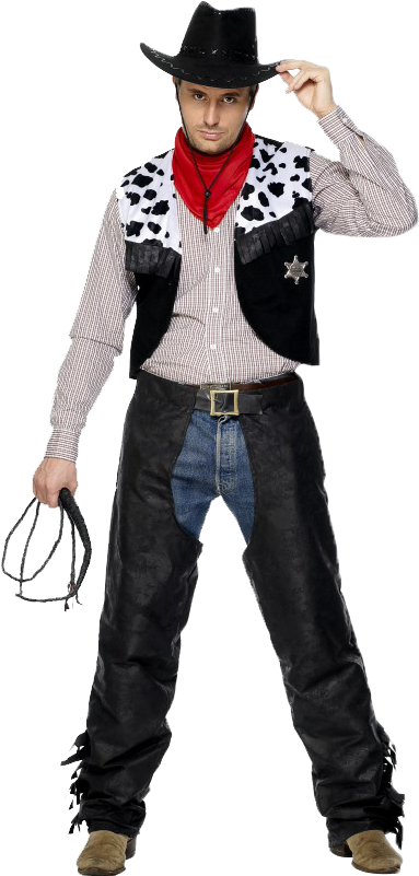 Cowboy Costume Pose PNG Image