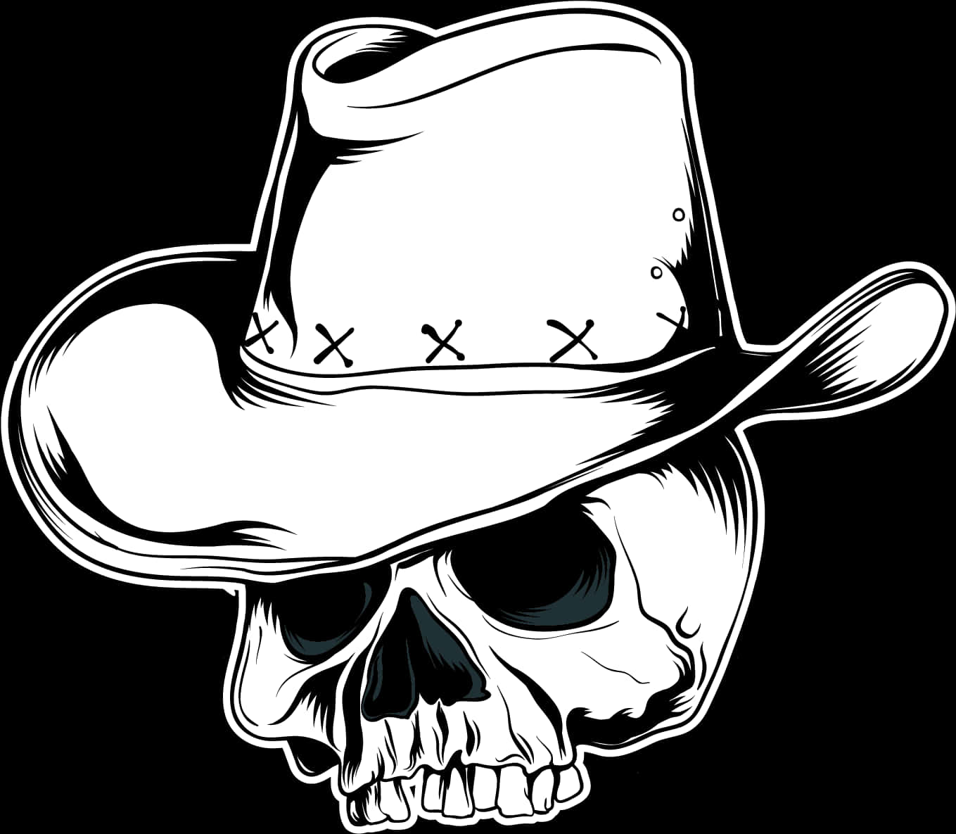 Cowboy Hat Skull Graphic PNG Image