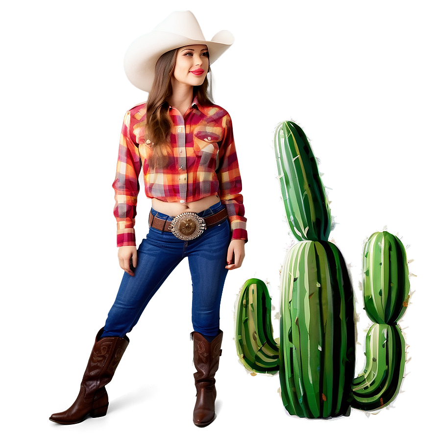 Cowgirl And Cactus Png Kva99 PNG Image