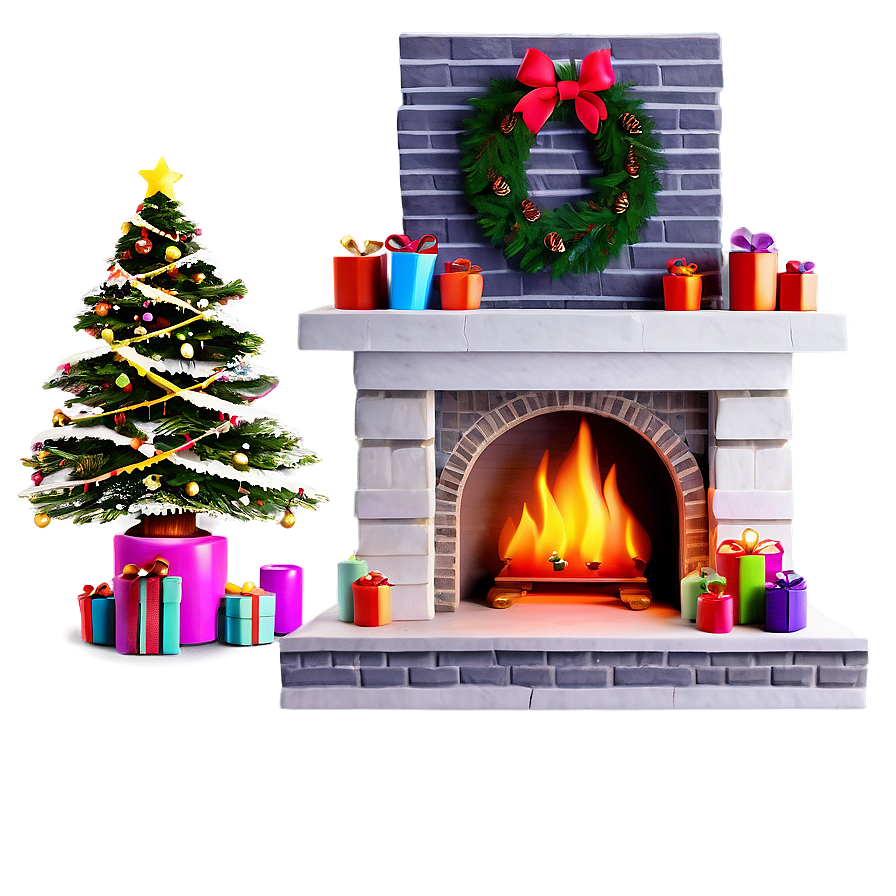 Cozy Christmas Fireplace Decor Png 06262024 PNG Image