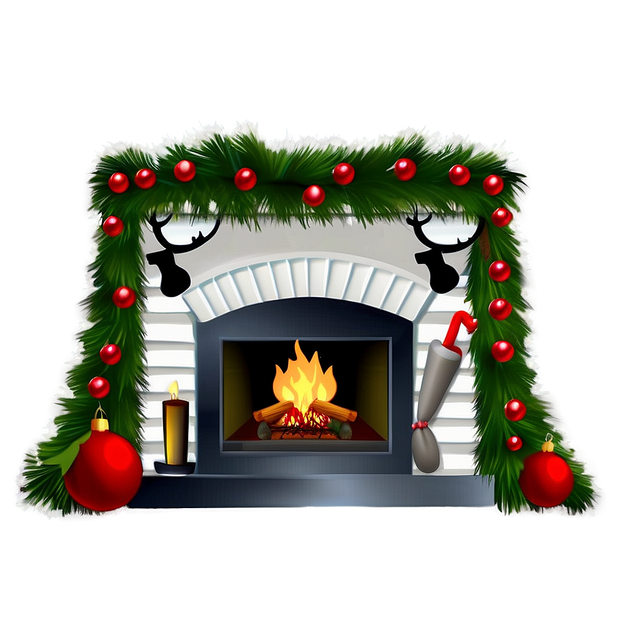 Cozy Christmas Fireplace Decor Png 06262024 PNG Image