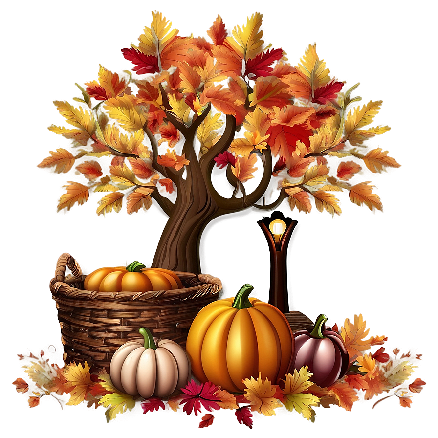 Cozy Fall Scene Png Emb PNG Image