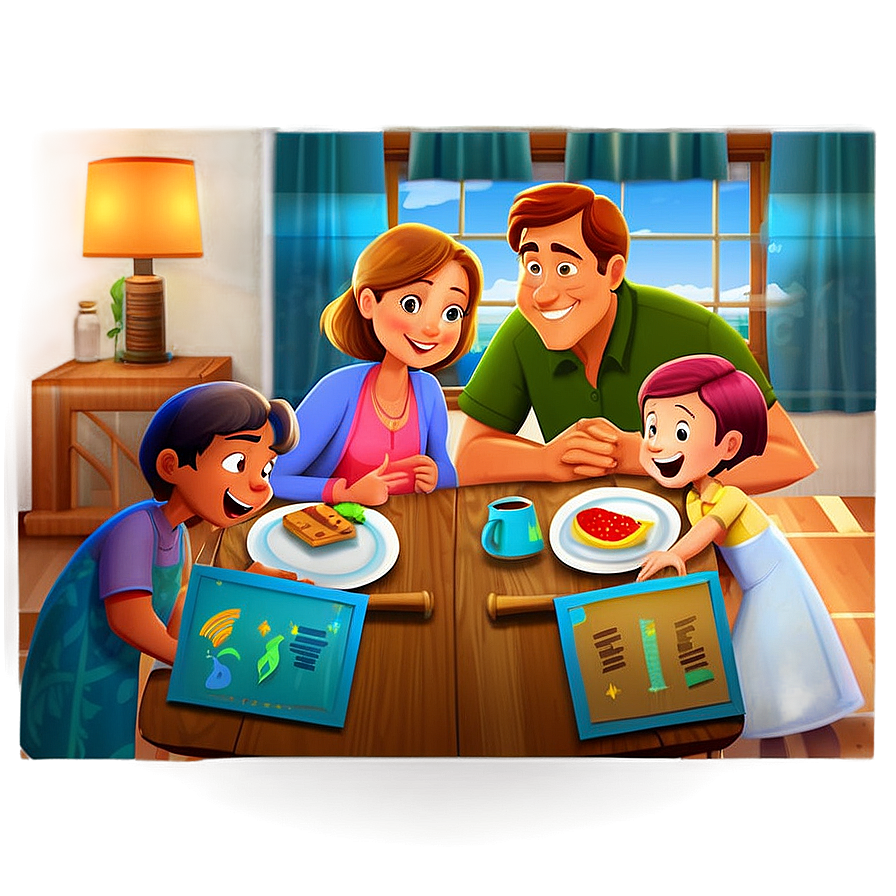 Cozy Family Evening Cartoon Png Nqg76 PNG Image