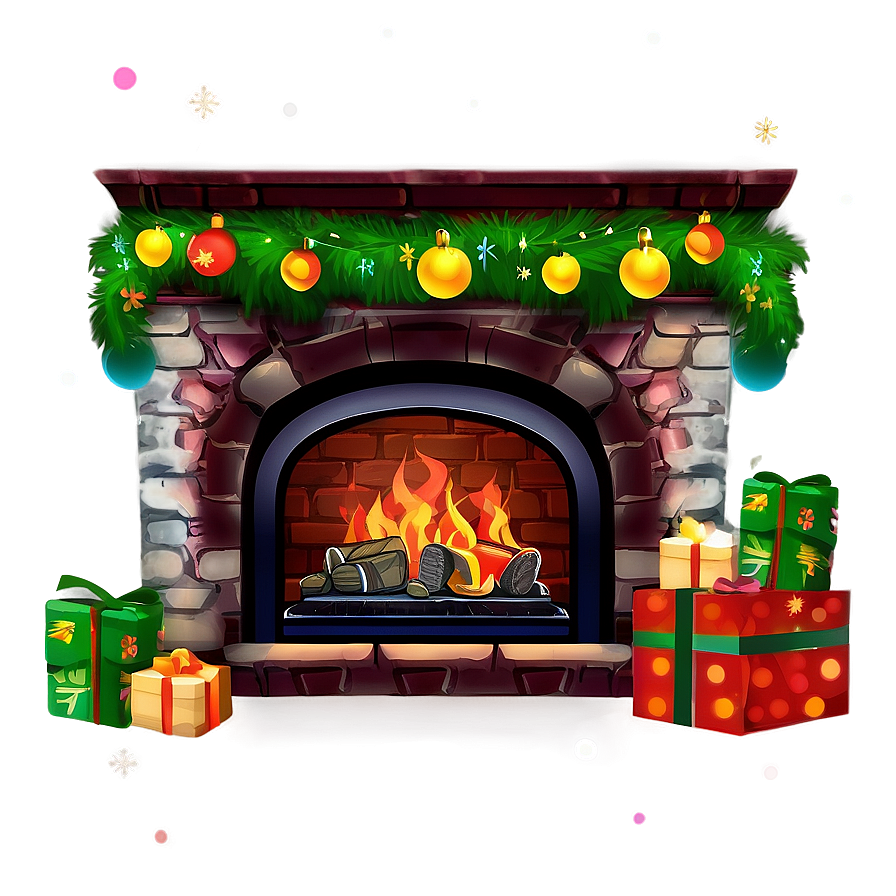 Cozy Merry Christmas Fireplace Png 05032024 PNG Image