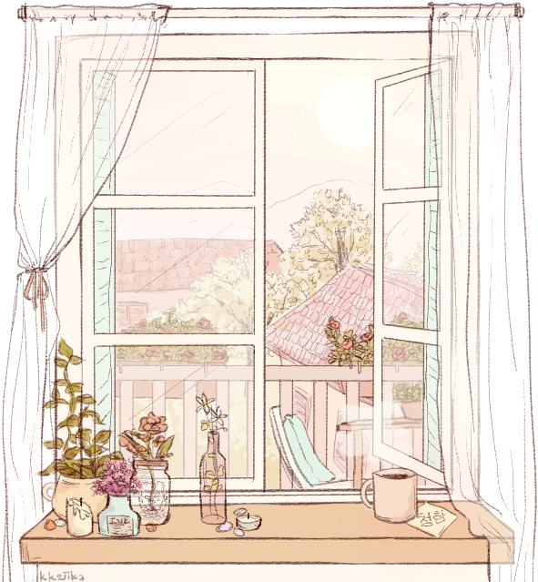 Cozy Window Sill Illustration PNG Image