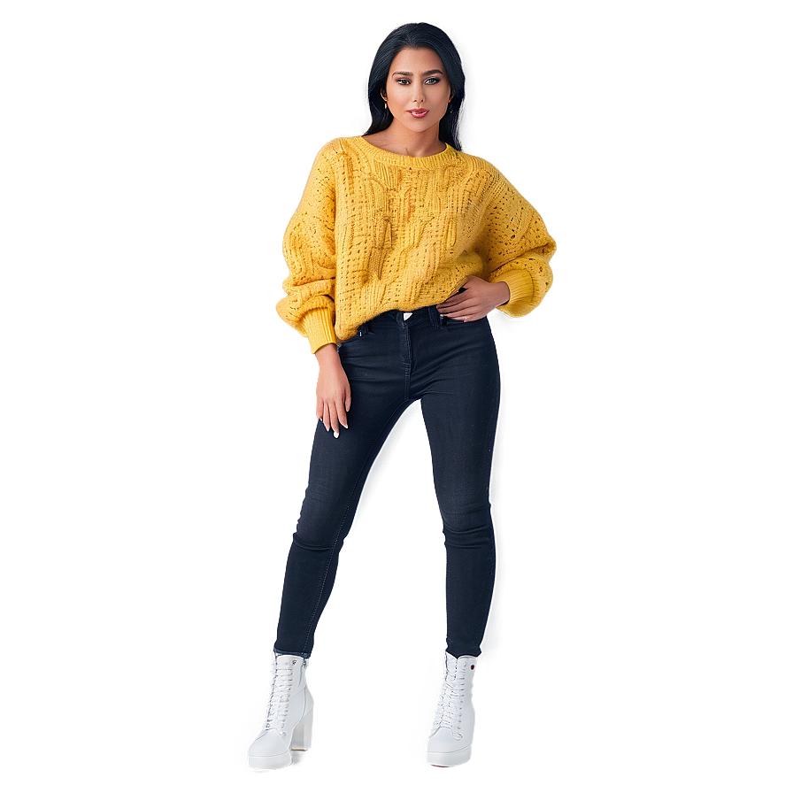 Cozy Yellow Knit Sweater Png Gbl15 PNG Image