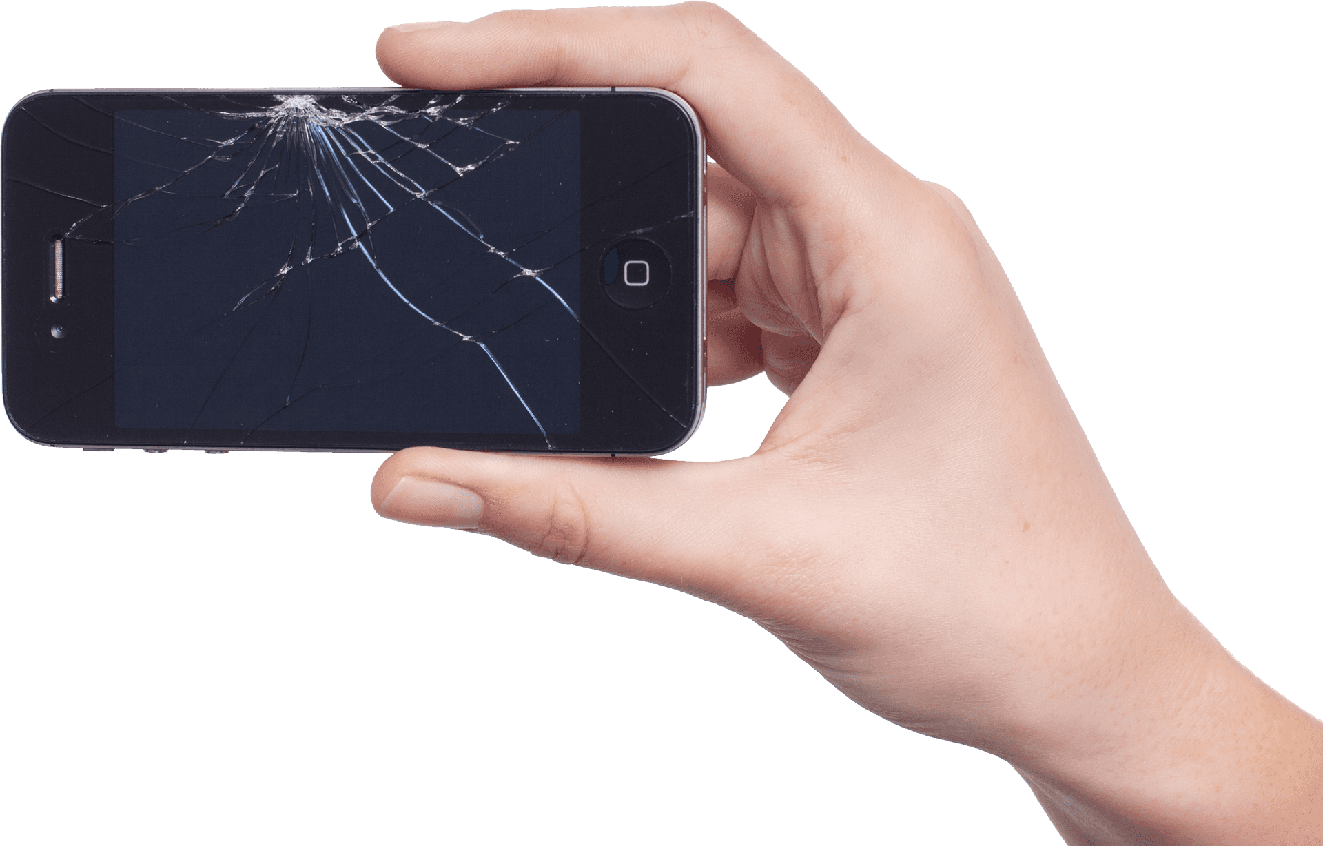 Cracked Screen Smartphone In Hand PNG Image