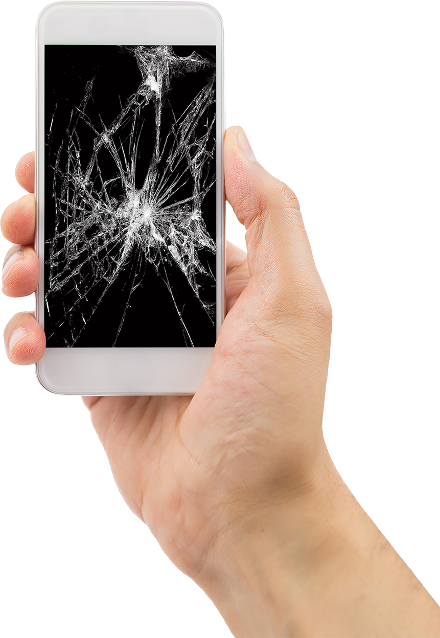 Cracked Screen Smartphonein Hand PNG Image