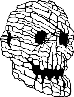 Cracked Texture Skull Illustration PNG Image