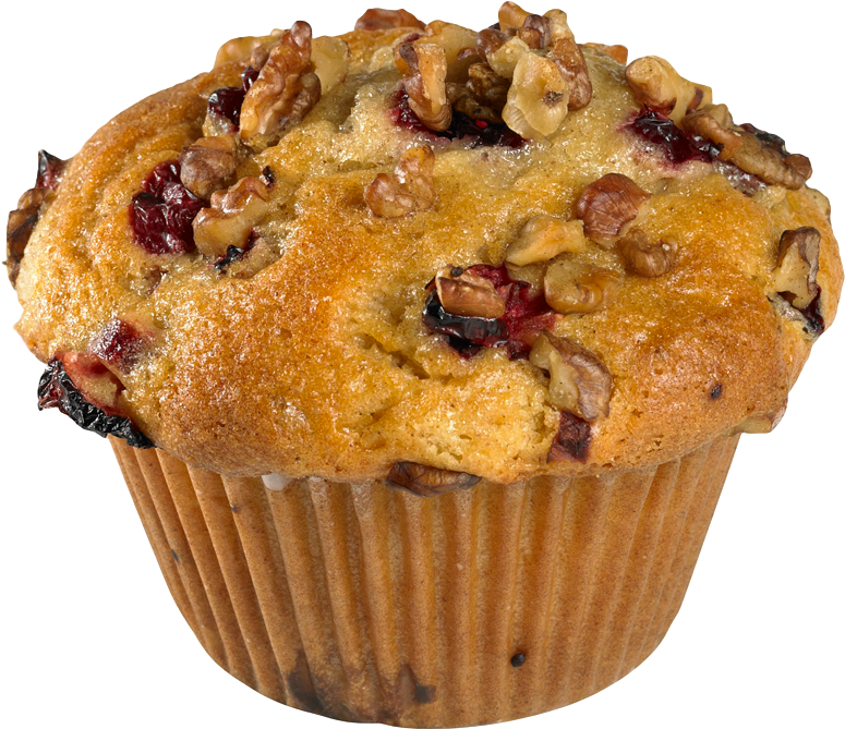 Cranberry Walnut Muffin Delicious Treat PNG Image