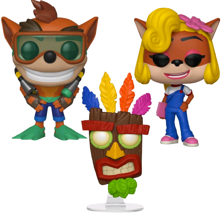 Crash Bandicoot Characters Figurines PNG Image