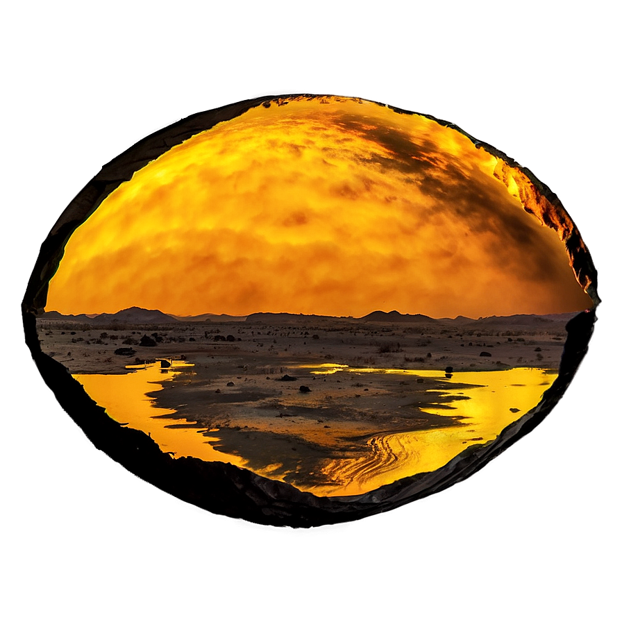 Crater Reflecting Sun Sunset Png 64 PNG Image