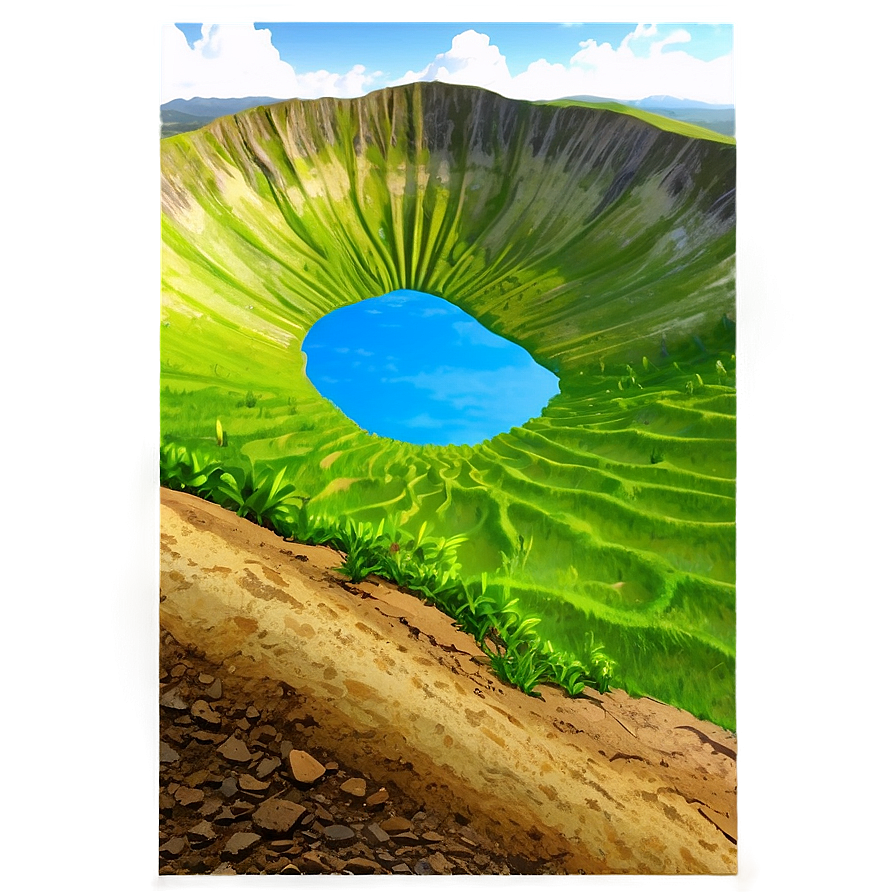 Crater Valley Green Landscape Png Dji97 PNG Image