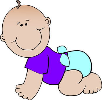 Crawling Cartoon Baby PNG Image