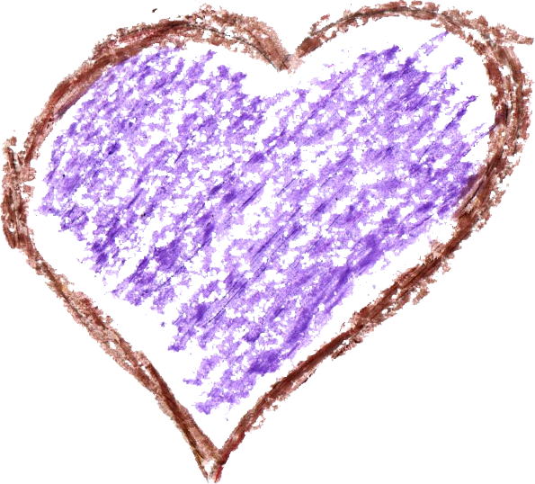 Crayon Drawn Purple Heart PNG Image