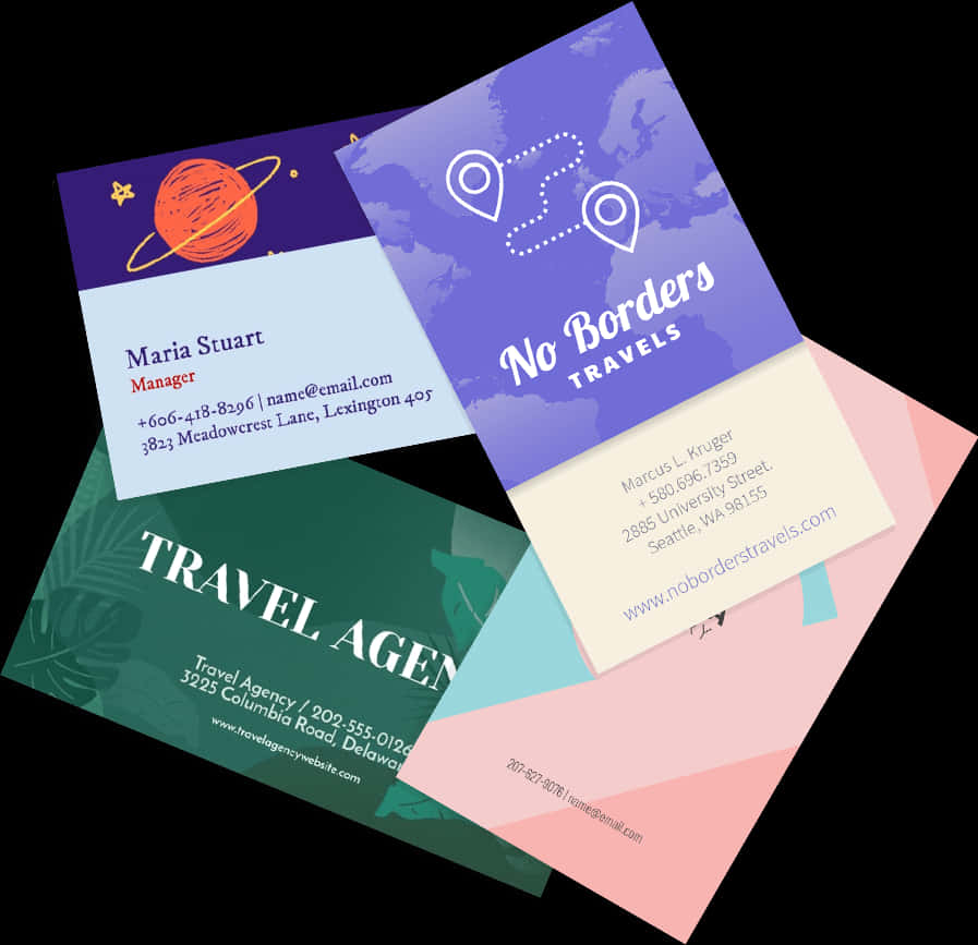 Creative Travel Agent Business Cards PNG Image