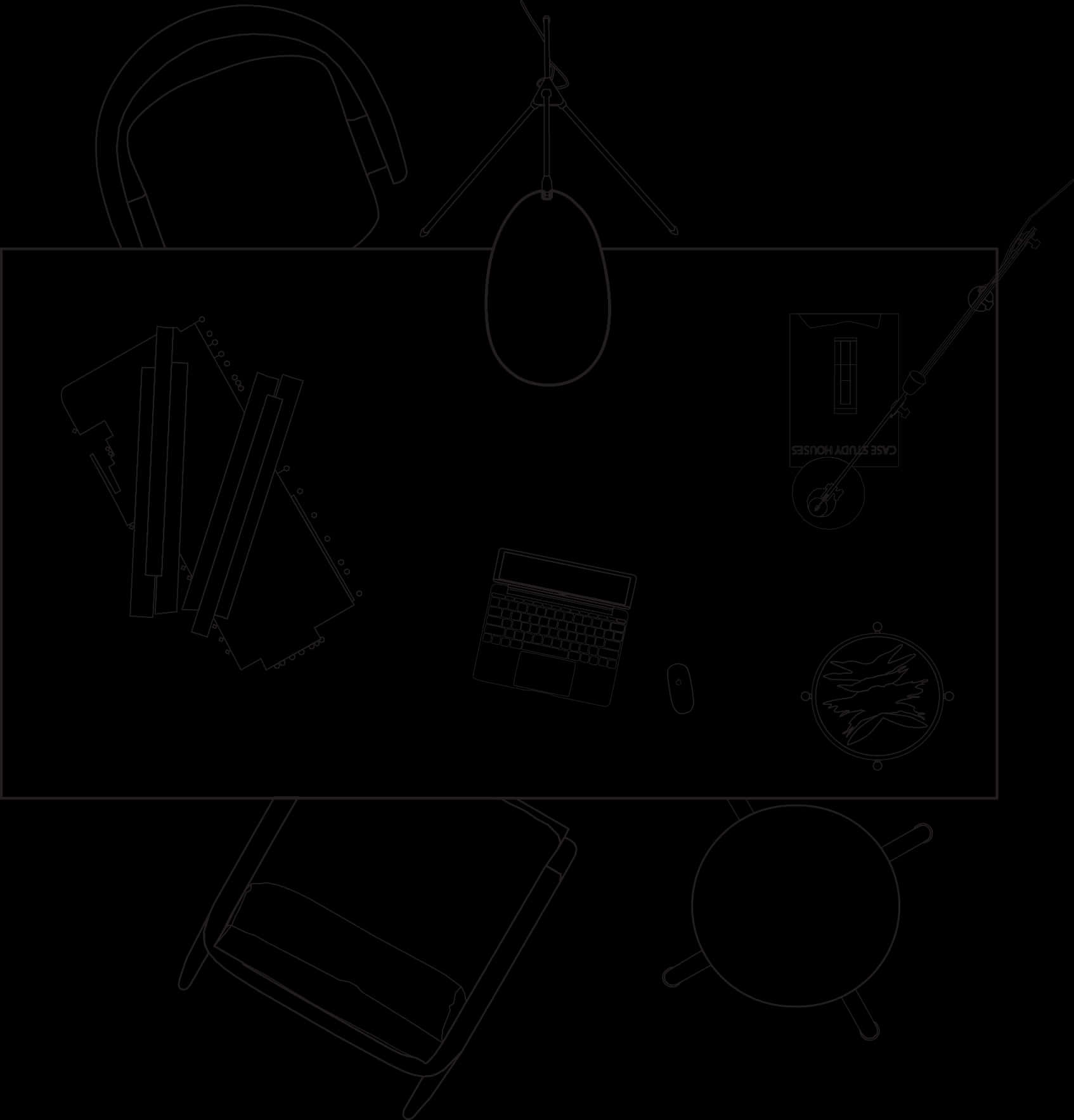 Creative Workspace Outline PNG Image