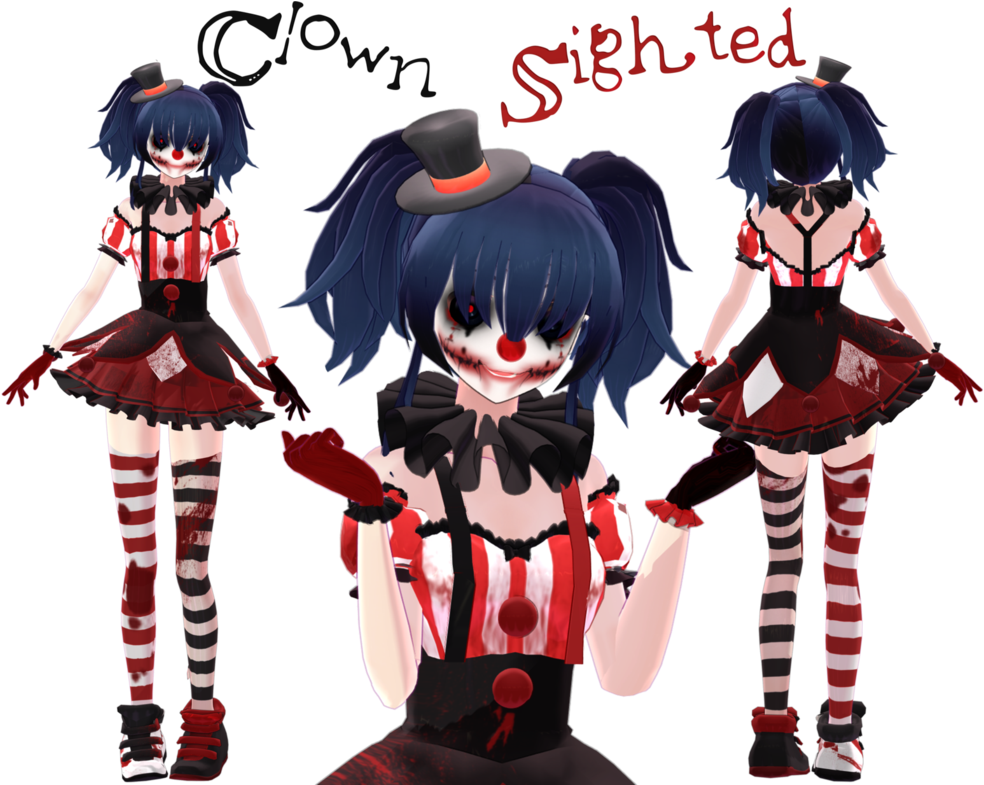 Creepy Anime Clown Character PNG Image