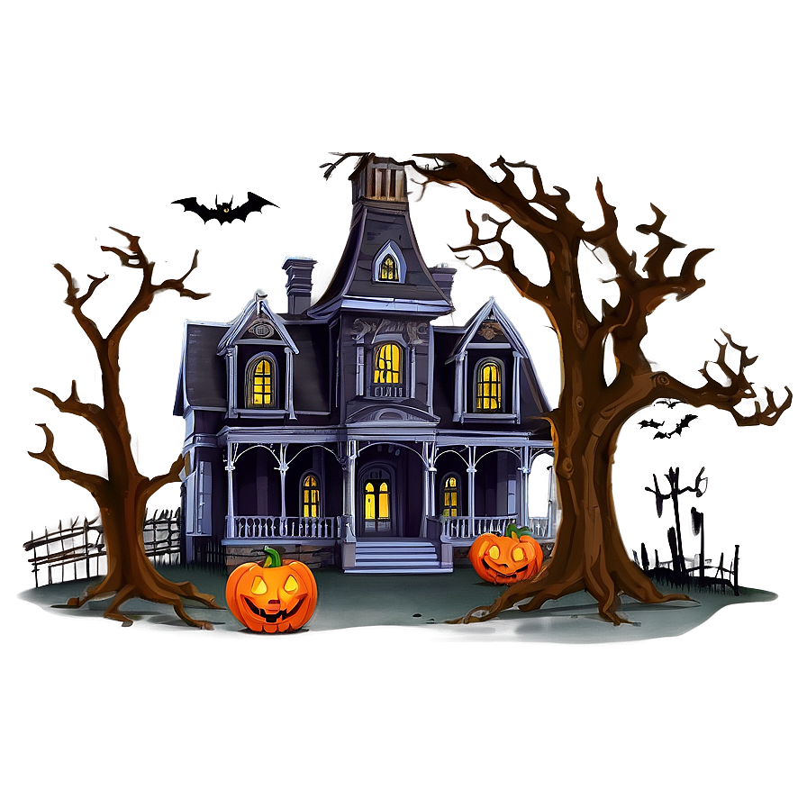 Creepy Halloween Cartoon Mansion Png Urw PNG Image