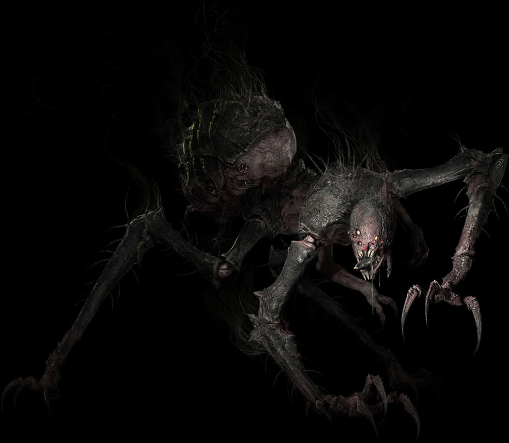 Creepy_ Nightmare_ Creature_ Artwork PNG Image