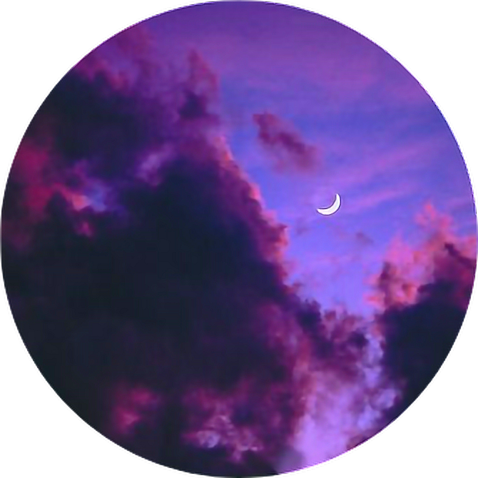 Crescent Moon Through Purple Clouds PNG Image