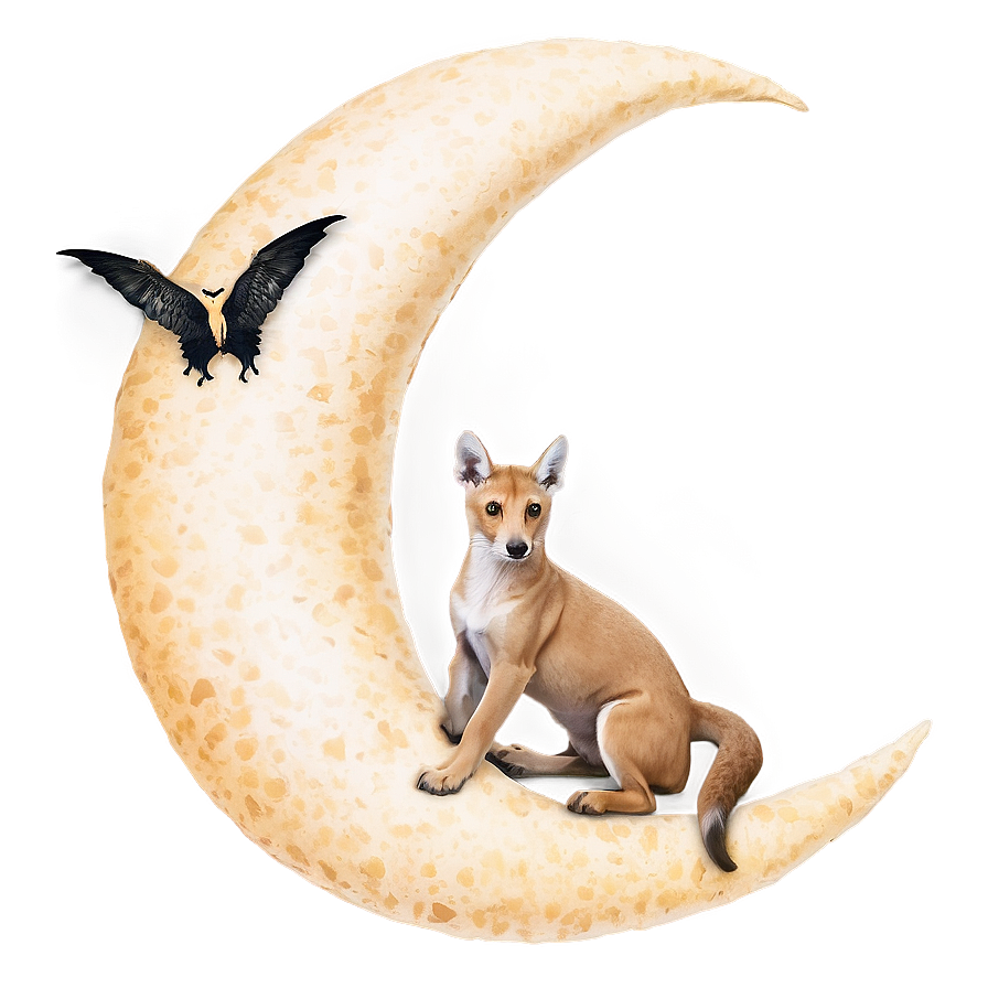 Crescent Moon With Animal Png 64 PNG Image