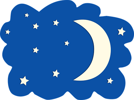 Crescent Moonand Stars Graphic PNG Image