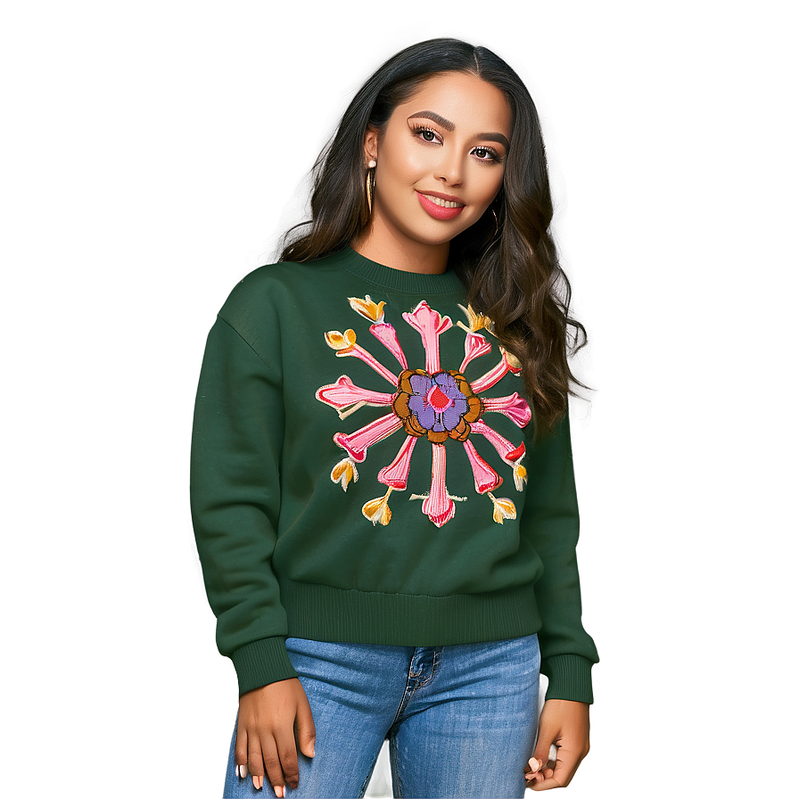 Crewneck Jumper With Embroidery Png Bvy PNG Image