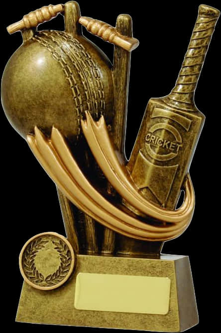 Cricket Trophy Award Golden PNG Image