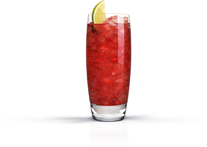 Crimson Cocktailwith Lime Garnish PNG Image