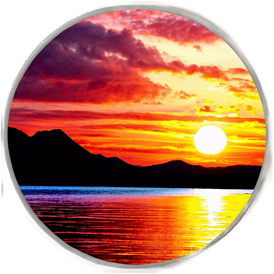 Crimson Sunset Over Ocean Landscape Png 06232024 PNG Image