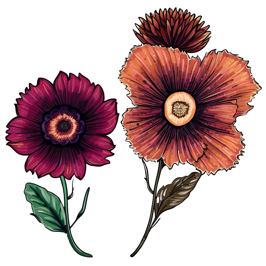 Crisp Fall Flowers Png Aqy PNG Image