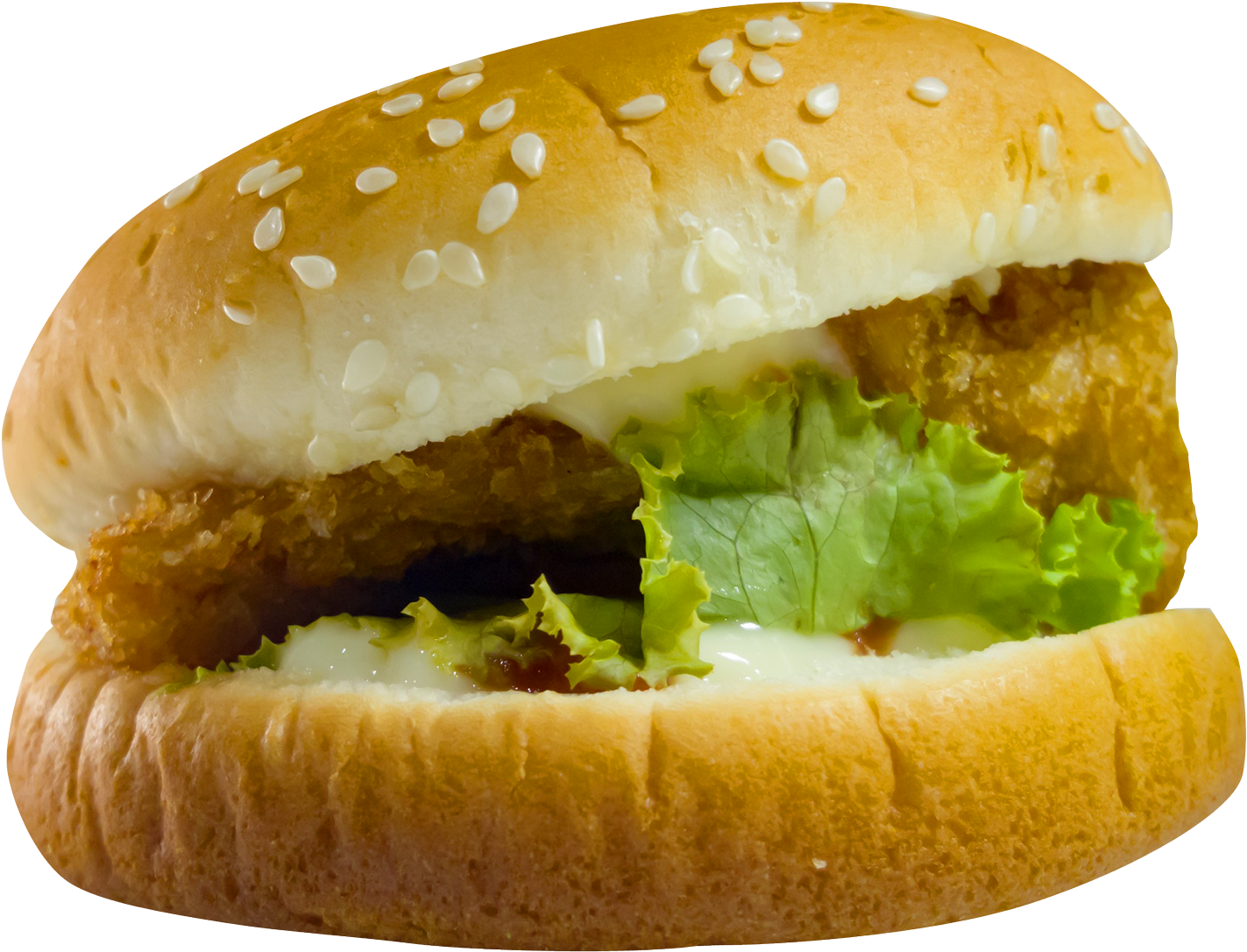 Crispy_ Chicken_ Burger_ Closeup.png PNG Image