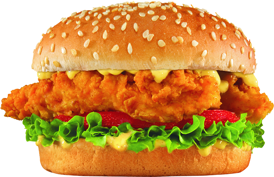 Crispy Chicken Sandwichwith Mustard PNG Image