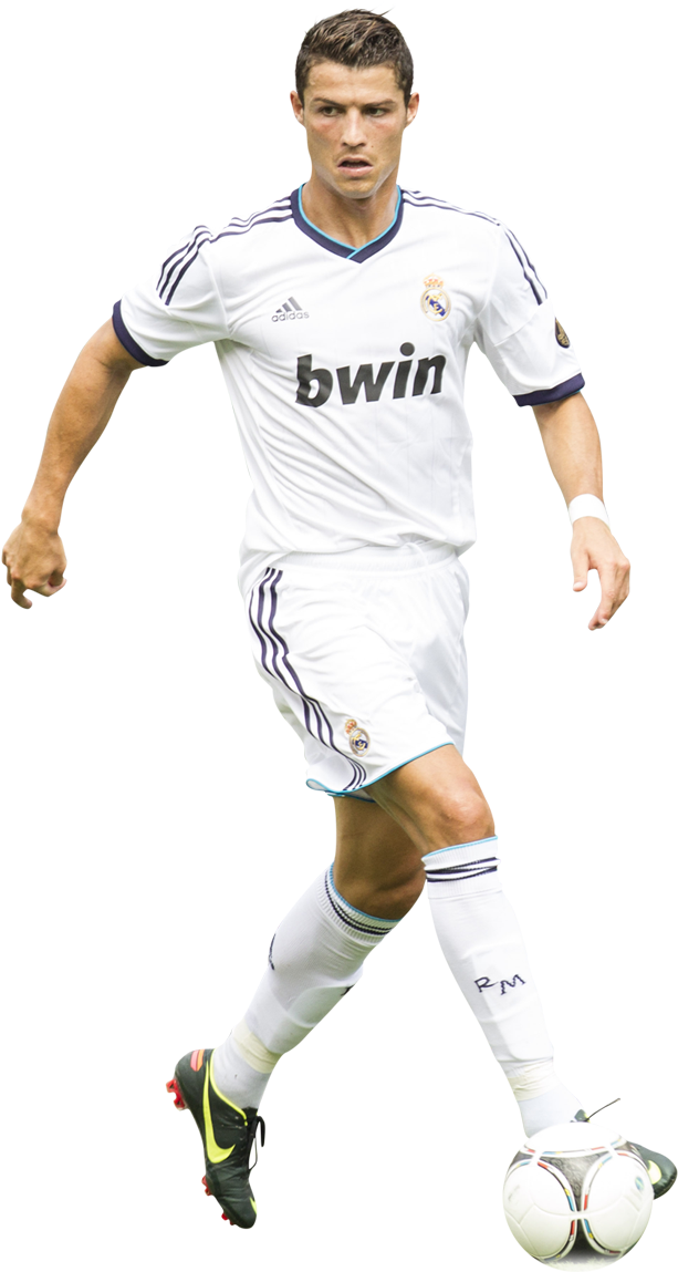 Cristiano Ronaldo Real Madrid Action Shot PNG Image