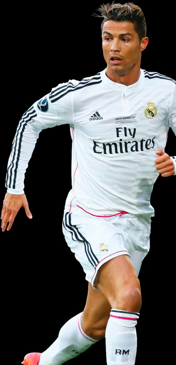 Cristiano Ronaldo Real Madrid Action Shot PNG Image