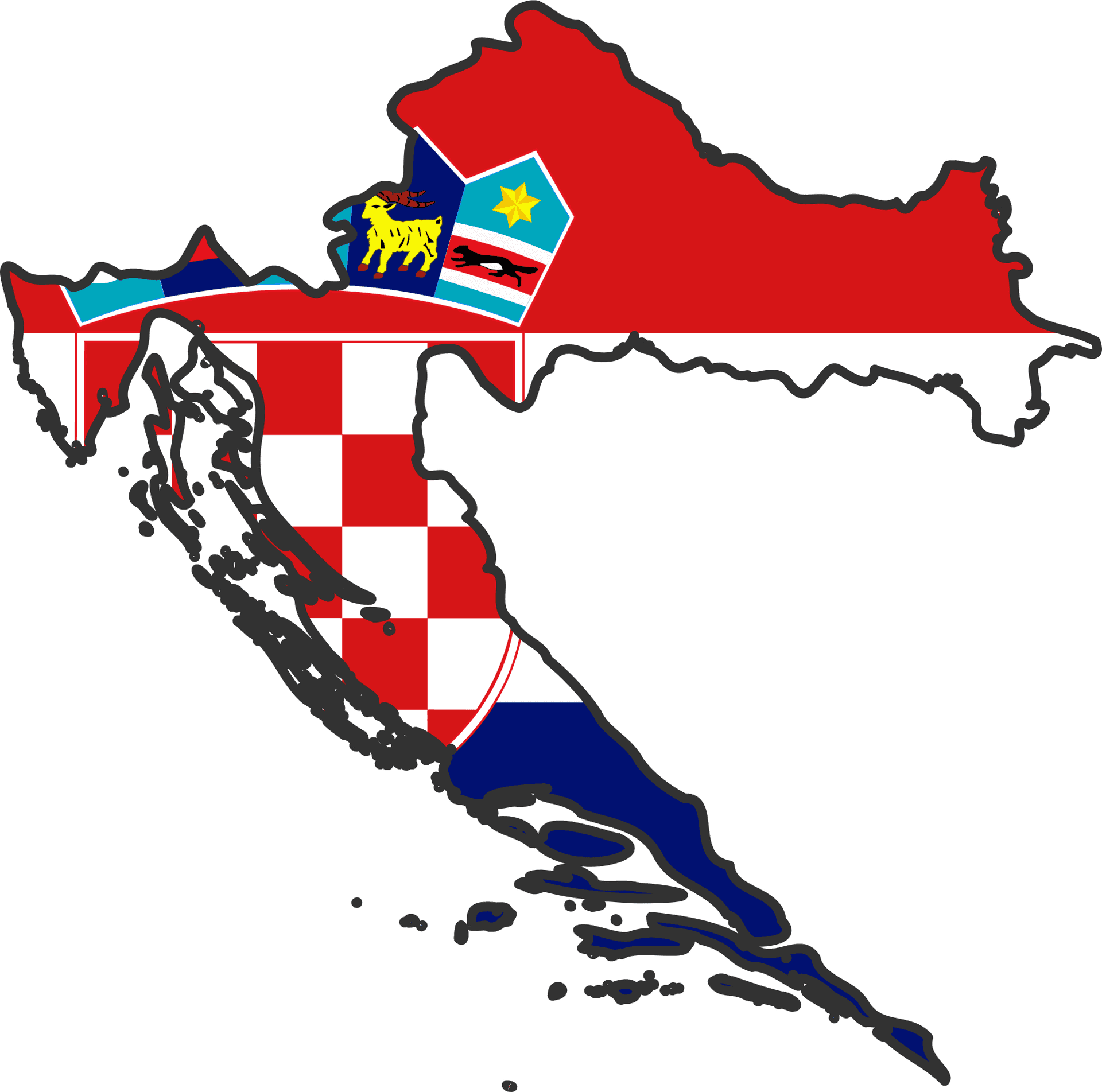 Croatia Map Flag Graphic PNG Image